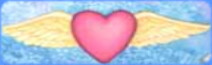 A pink heart with wings.